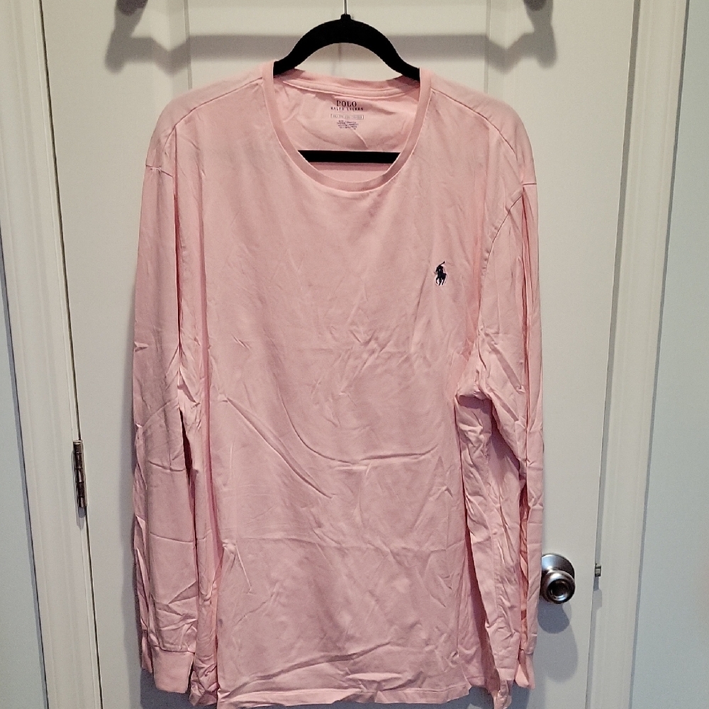 Polo by Ralph Lauren Men's Soft Pink Long Sleeve Tee